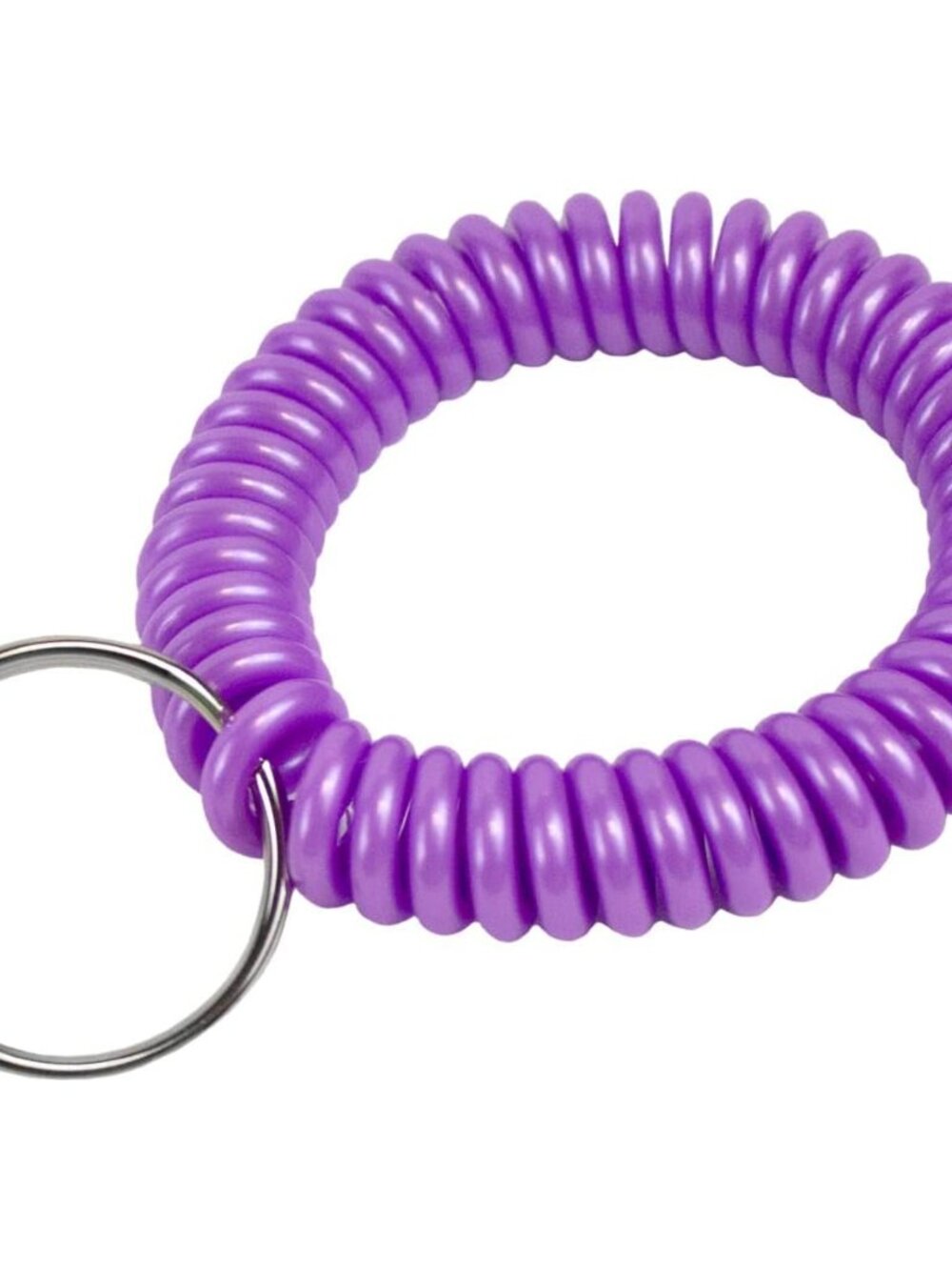 2” Spiral Wrist Coil with Steel Key Ring, Flexible Wrist Band Key Chain Bracelet